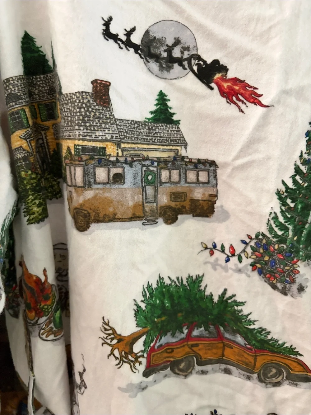 Pottery Barn White Holiday Print Robe National lampoon